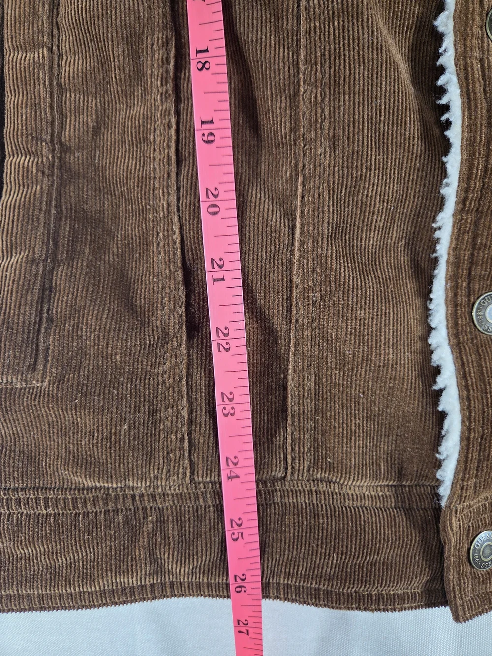 Guess Sherpa Lined Corduroy Trucker Jacket Brown Men's Small